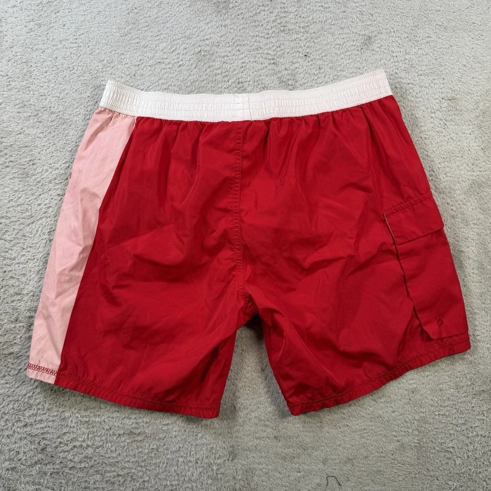 Diesel Beachwear Mens Red Elastic Waist Pockets Swim Shorts Size Large